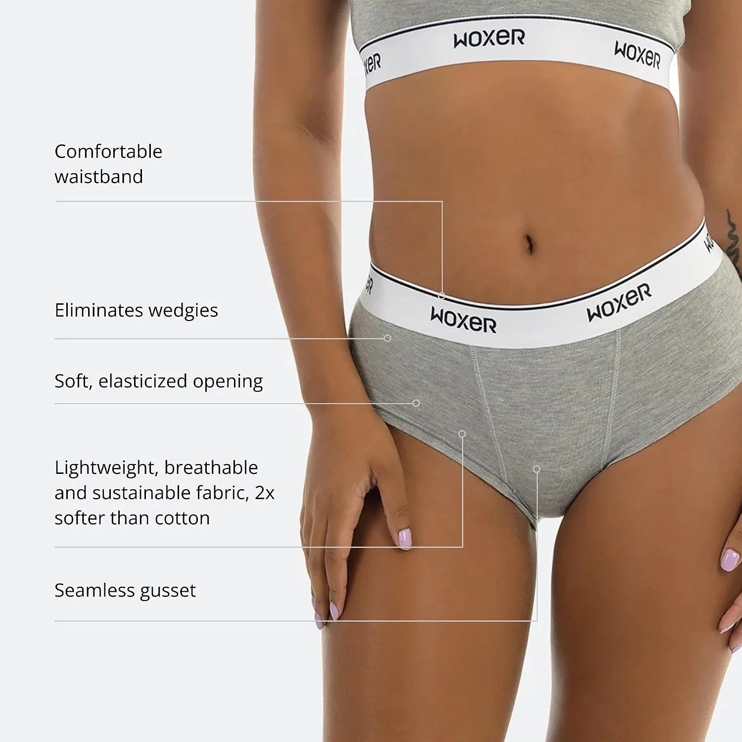 Woxer Women’s Classic Seamless Boyshort Panties, Soft Modal Fabric with No Roll Inseam, Chafe-Free, Breathable Design