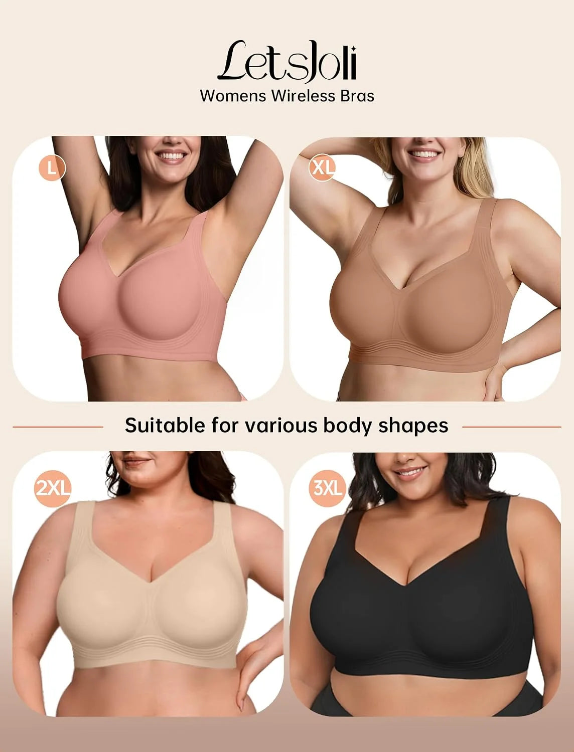 LetsJoli Jelly Bras for Women No Underwire Plus Size Push Up Supportive