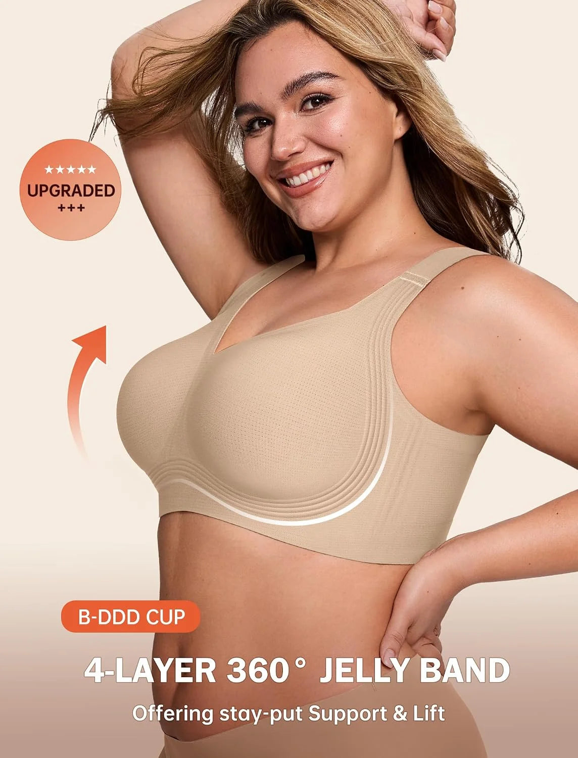 LetsJoli Jelly Bras for Women No Underwire Plus Size Push Up Supportive