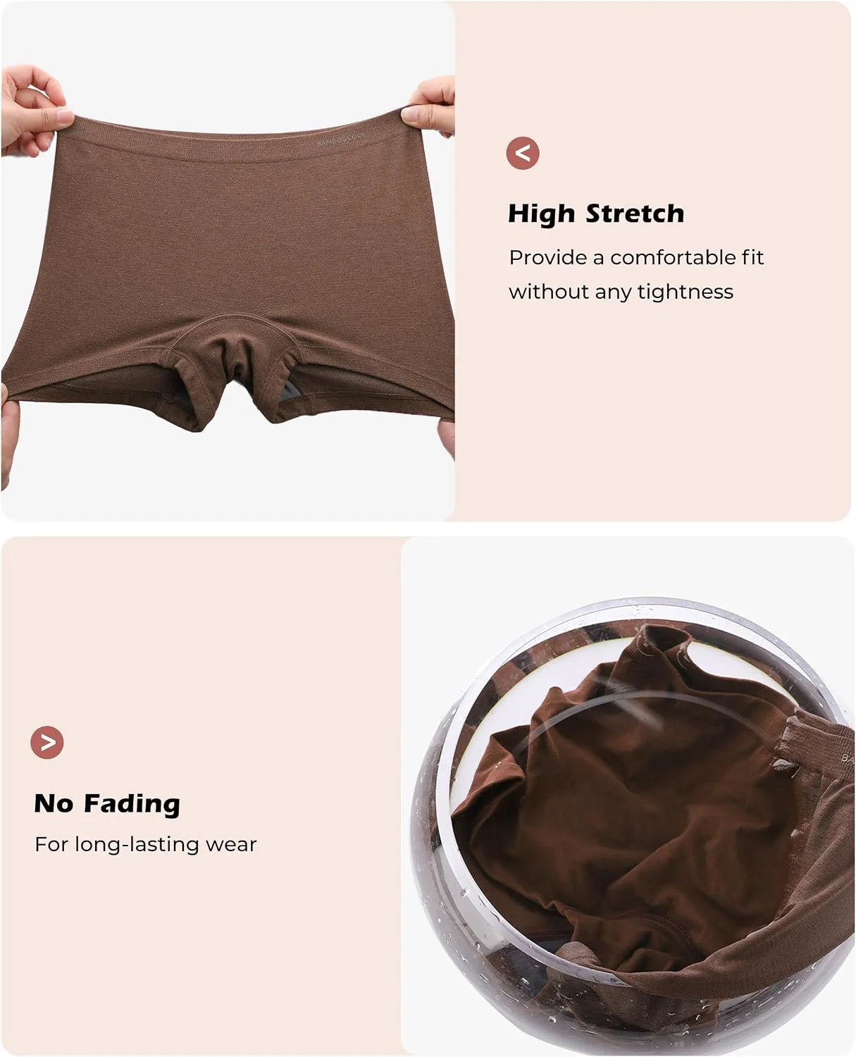 BAMBOO COOL Womens Boyshorts Underwear Cooling Soft Boxer Briefs Panties