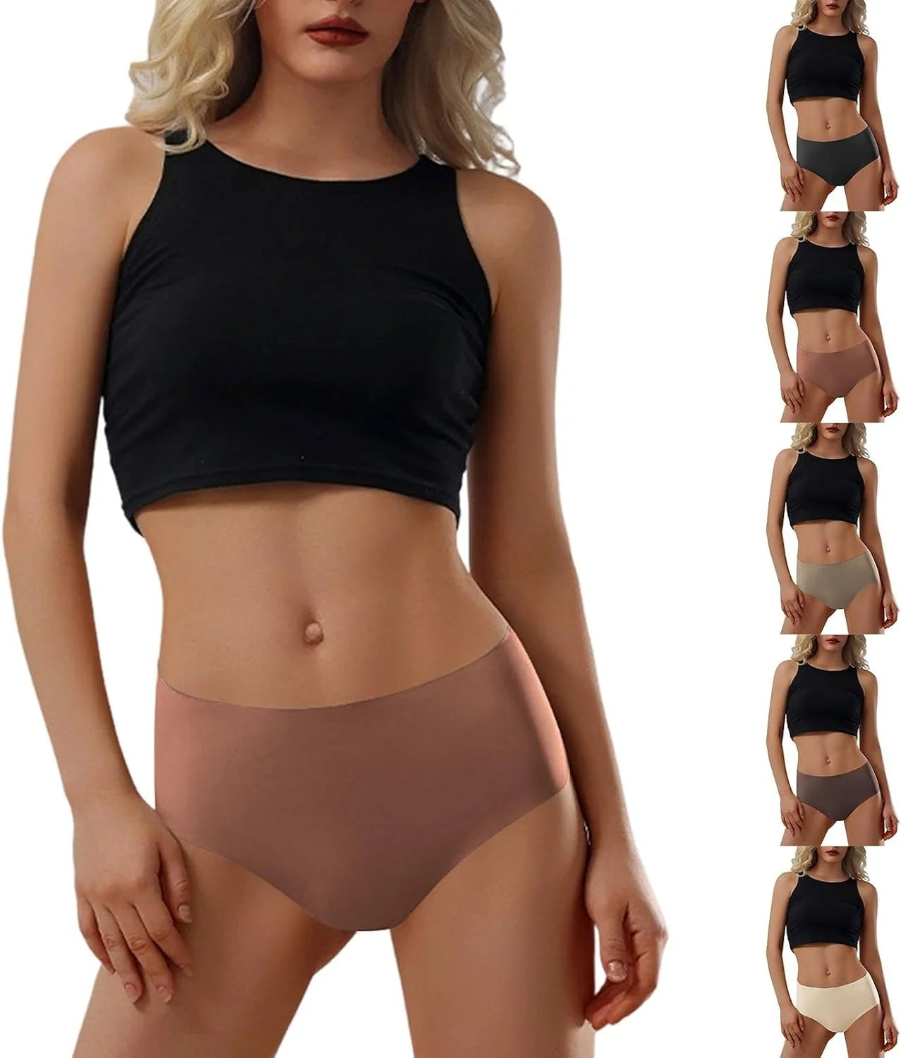 Plus Size High Waist Seamless Briefs for Women Stretch Underwear
