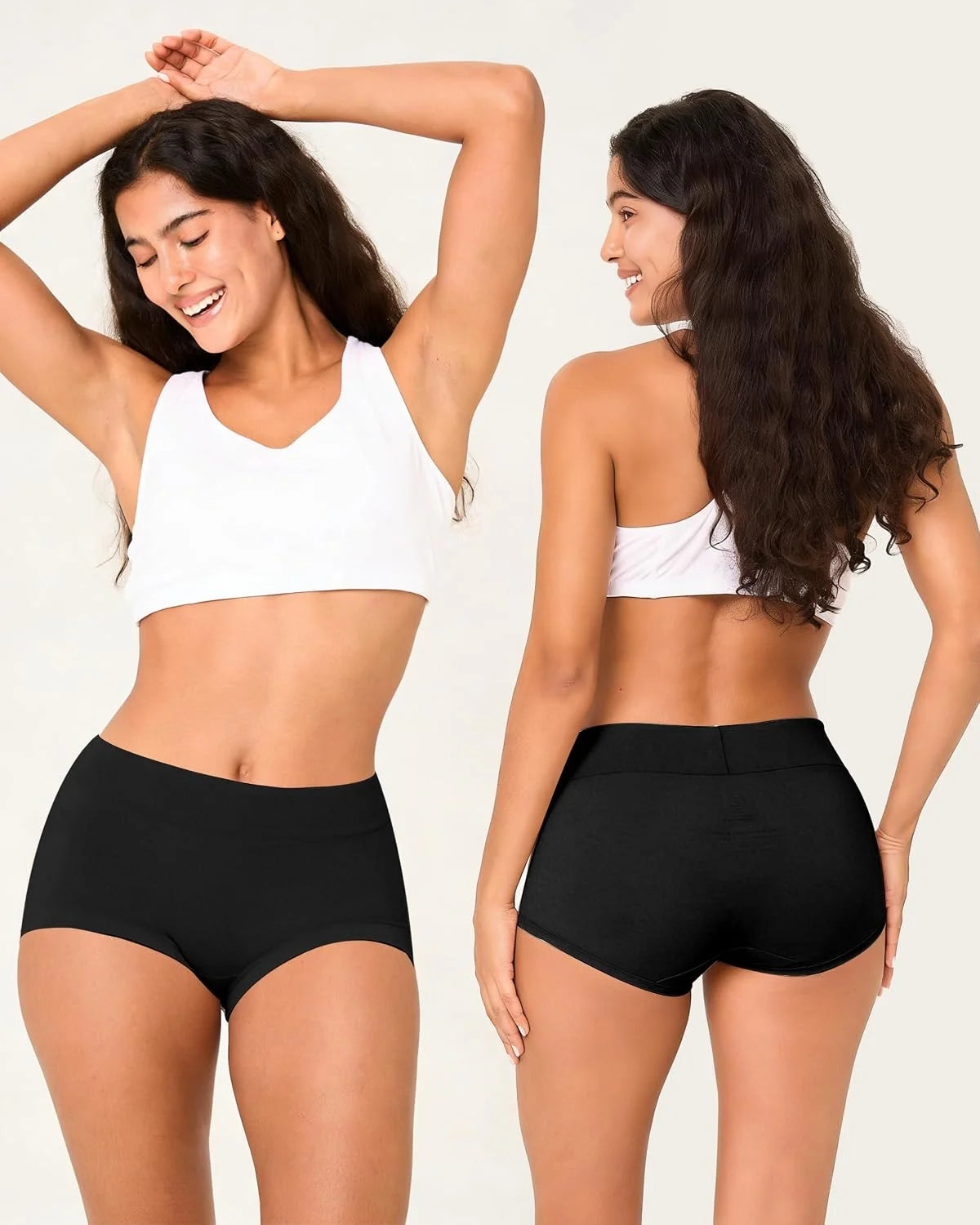 BAMBOO COOL Womens Boy Shorts Underwear High Waisted Boxer Briefs 5 Pack