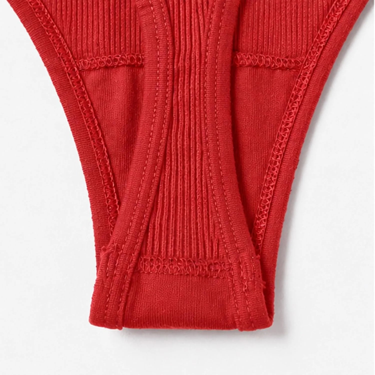 Womens Ribbed Seamless Thong High Waisted Brief Underwear