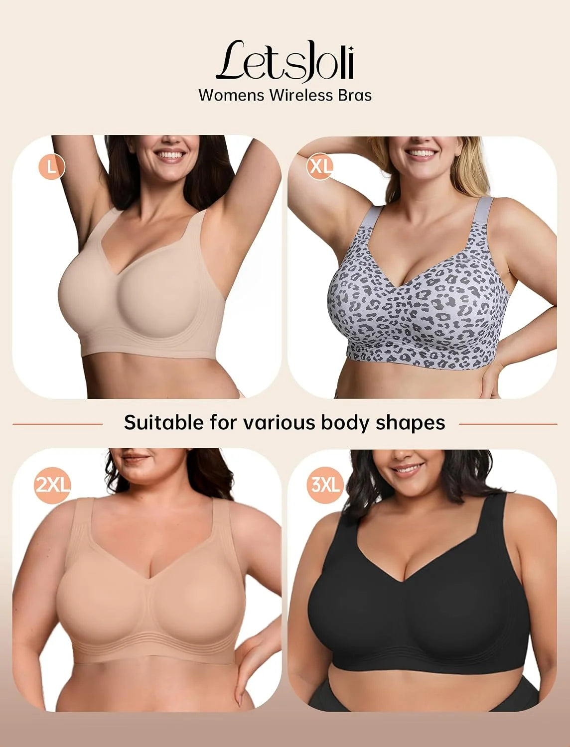 LetsJoli Jelly Bras for Women No Underwire Plus Size Push Up Supportive