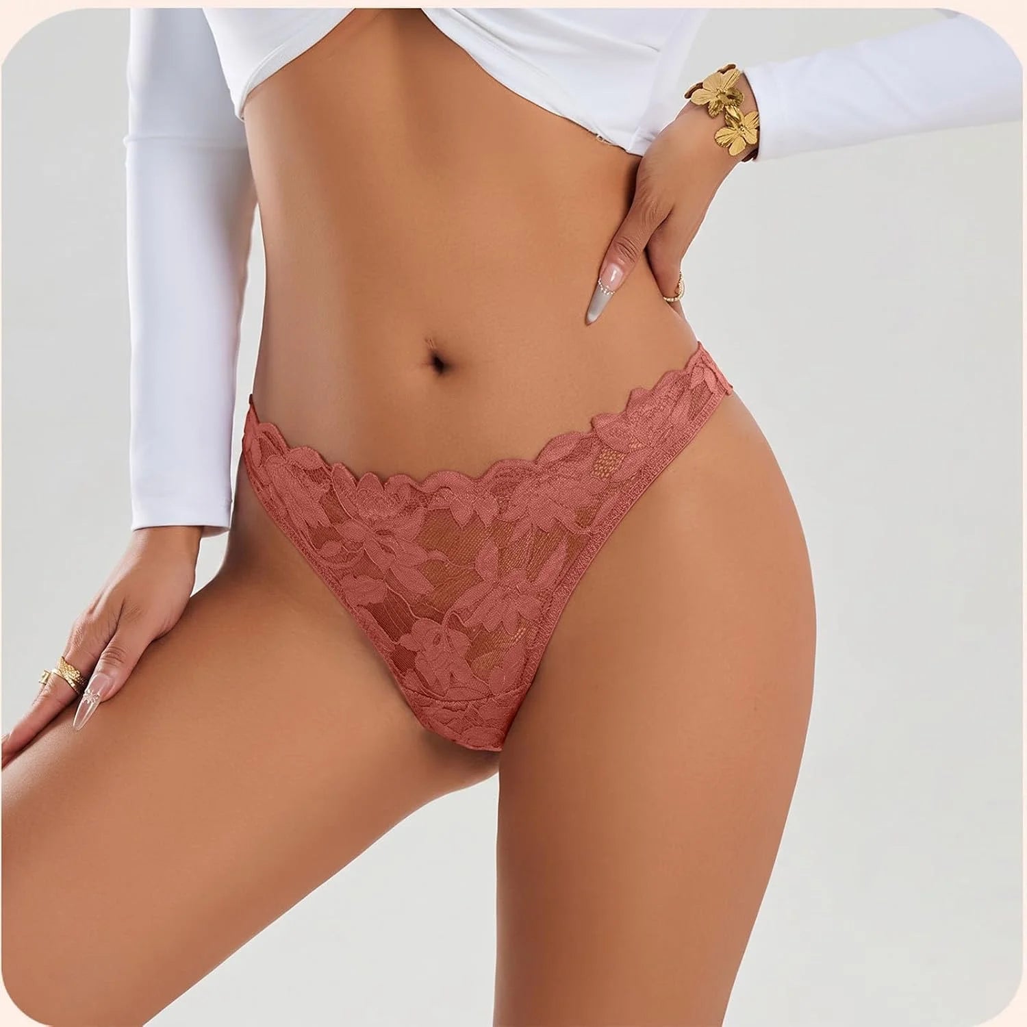 High Waist Lace Underwear for Women Sexy Thong Panties
