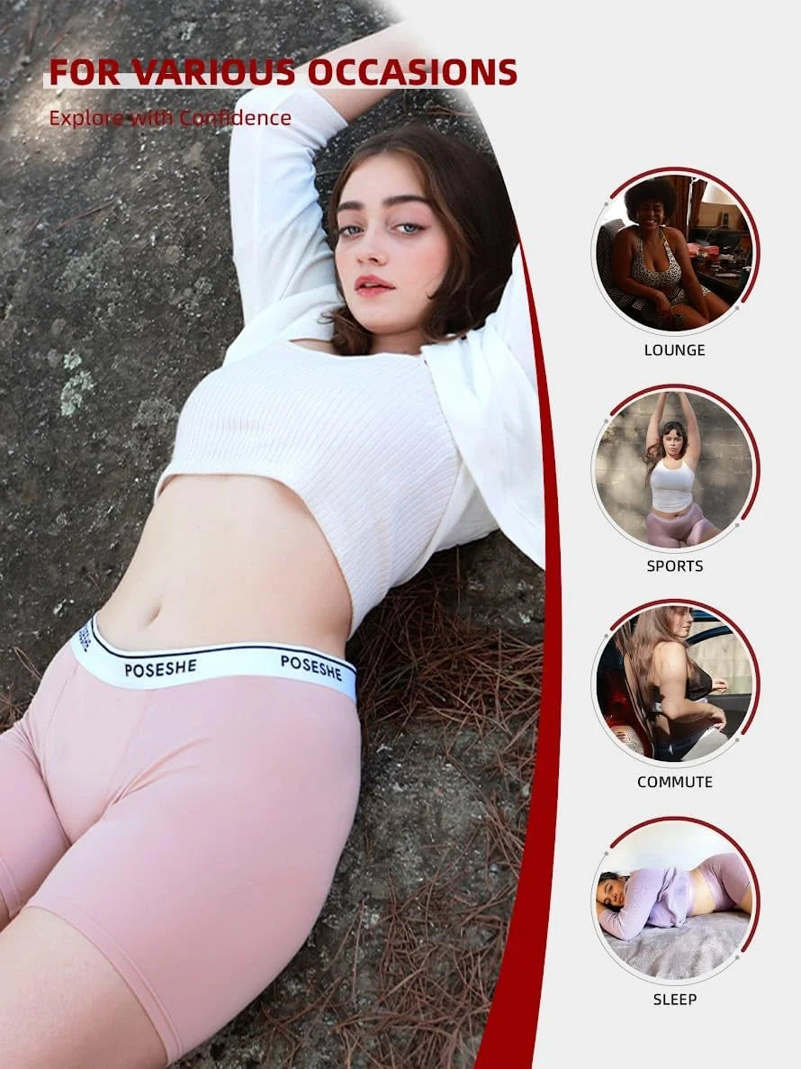 POSESHE Womens Boy Shorts Underwear Boxer Briefs MicroModal 6" Inseam, S-5X