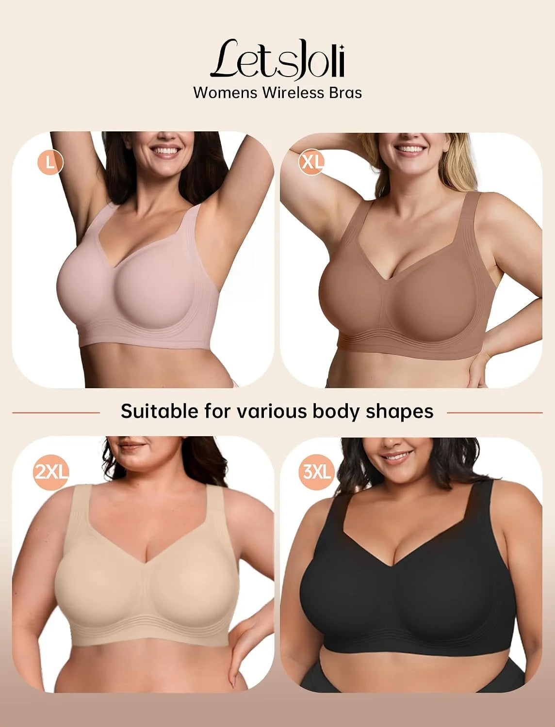 LetsJoli Jelly Bras for Women No Underwire Plus Size Push Up Supportive