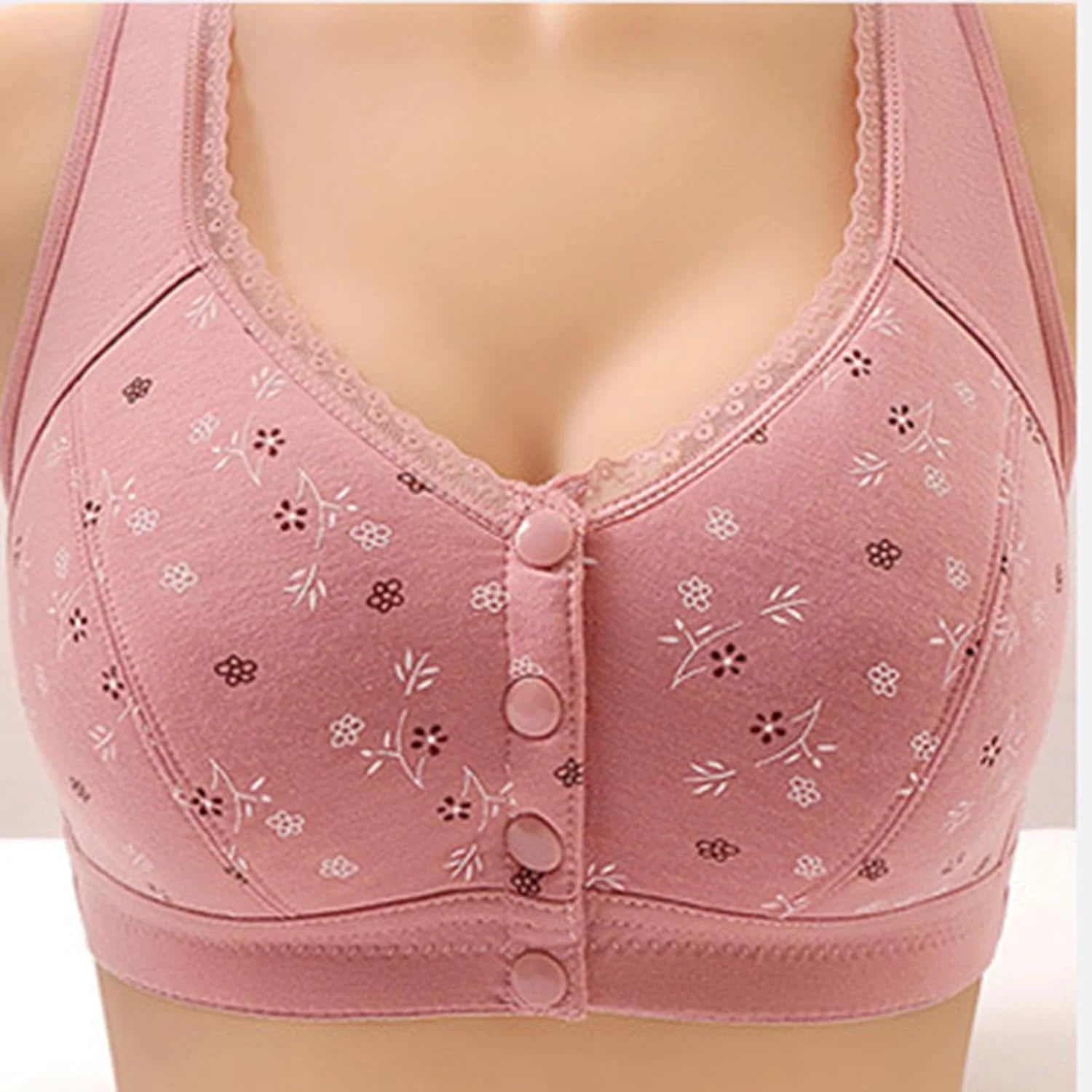 Daisy Bras for Older Women Front Button Close Convenient Everyday Bra 2025 New Comfortable No Underwire Gathering Bra
